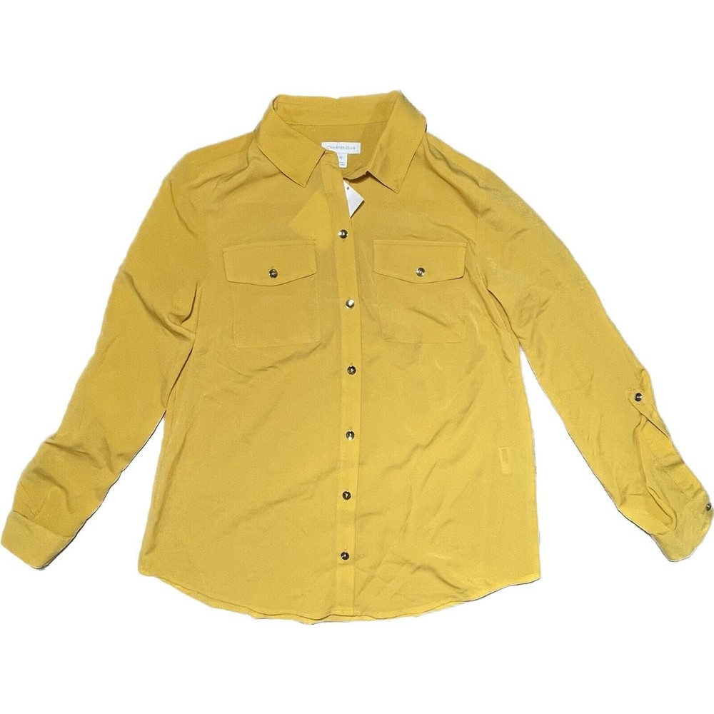 Charter Club Women's Long Sleeve Button Top Collared Shirt Top Long Sleeve XS